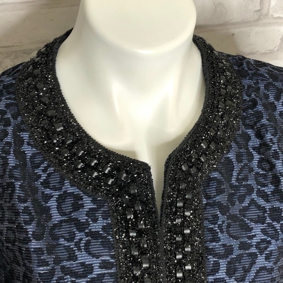 Chico’s blue animal print open jacket, size 0 - Picture 2 of 8